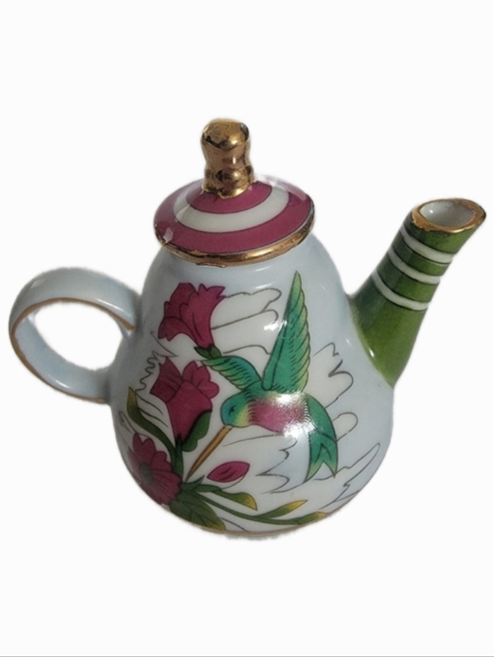 Vivian Chan Miniature Porcelain Teapot Handpainted Hummingbird